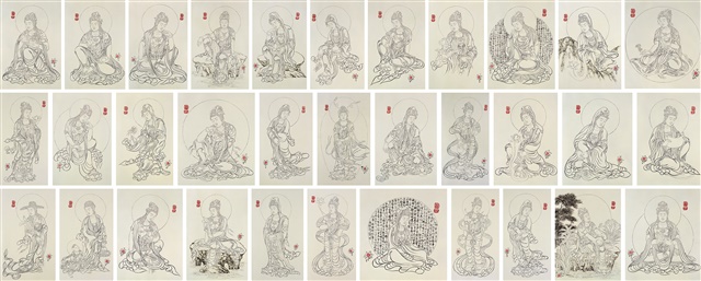 【美品】観世音菩薩   掛軸   仙涯　約181✕54cm   共箱付 Amazon｜掛軸 仏壇用 オリジナル掛軸 本尊のみ (観音菩薩) 绢の布