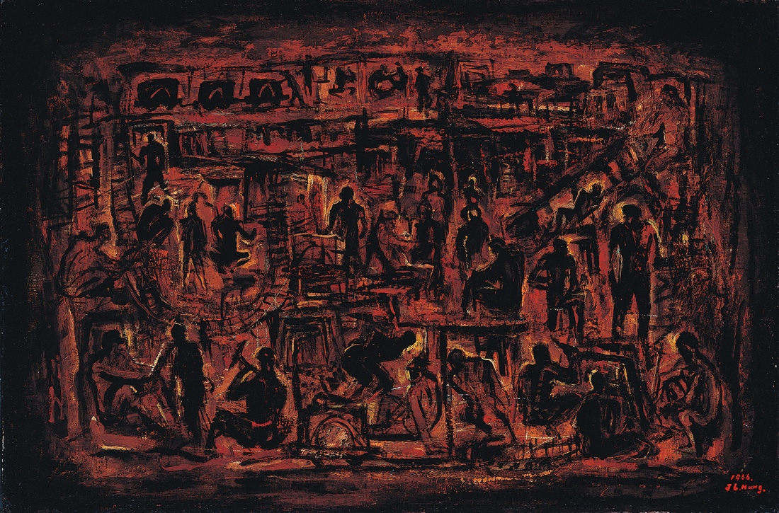 洪瑞麟 | 礦工頌 油彩、畫布, 1966 60×91 cm 的圖說