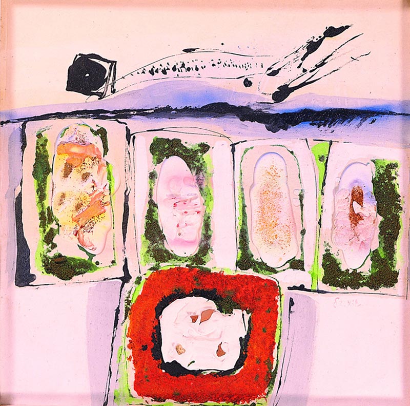 陳幸婉  | 作品8220 石膏、壓克力顏料、畫布, 1982 83 × 83 公分  台北市立美術館收藏 的圖說