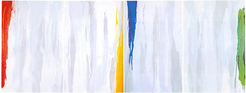 賴純純  | 紅、黃、藍、綠四聯作 壓克力顏料、畫布, 1983 180 × 120 公分 (4)  私人收藏 的圖說