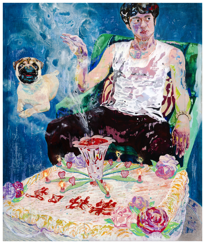 王亮尹  | 祝我生日快樂＿元 壓克力顏料、畫布, 2013 165 x 140 cm 的圖說