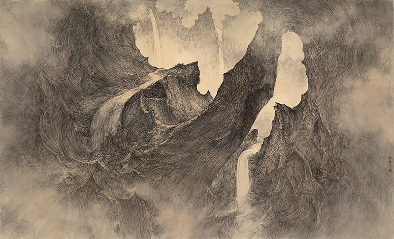 Li Hua-Yi  | Immortal Mountain-Pureland Streams Ink on paper, 2014 97x159 cm 的圖說