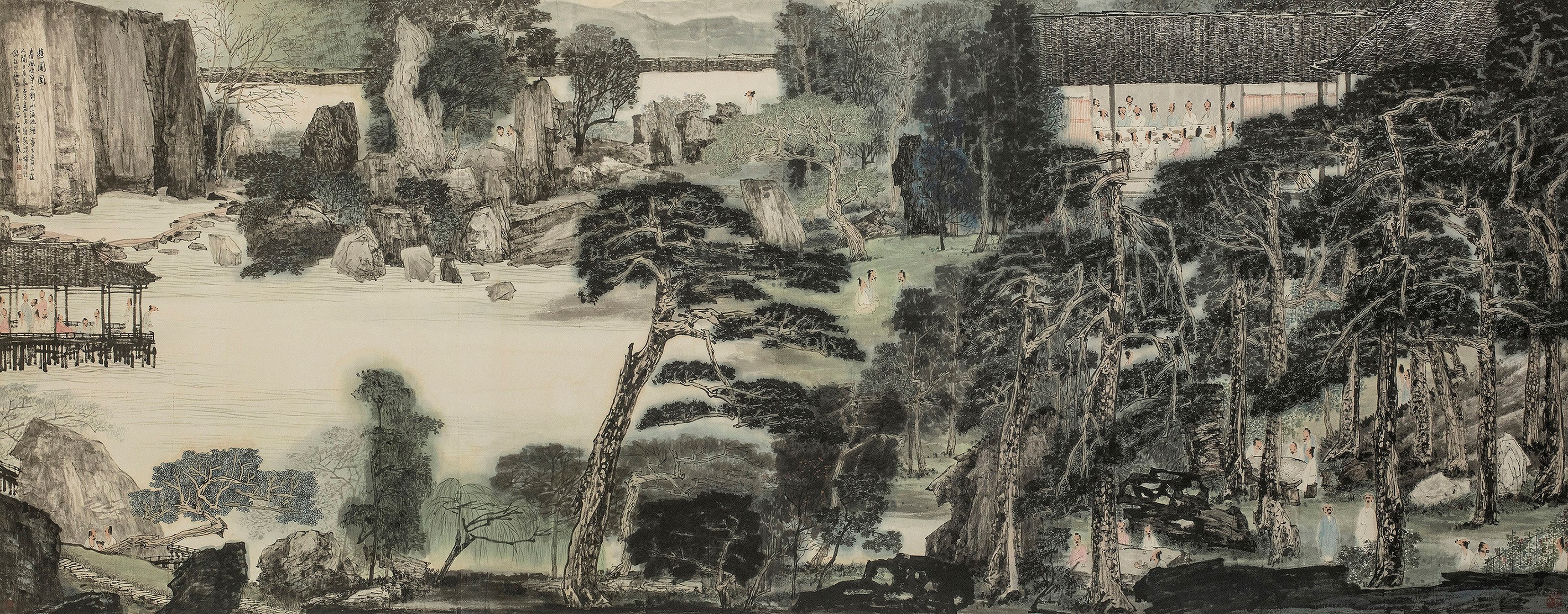 Lee Yih-hong  | Roaming the Garden Ink and colors on paper, 1995 193 x 490cm 的圖說