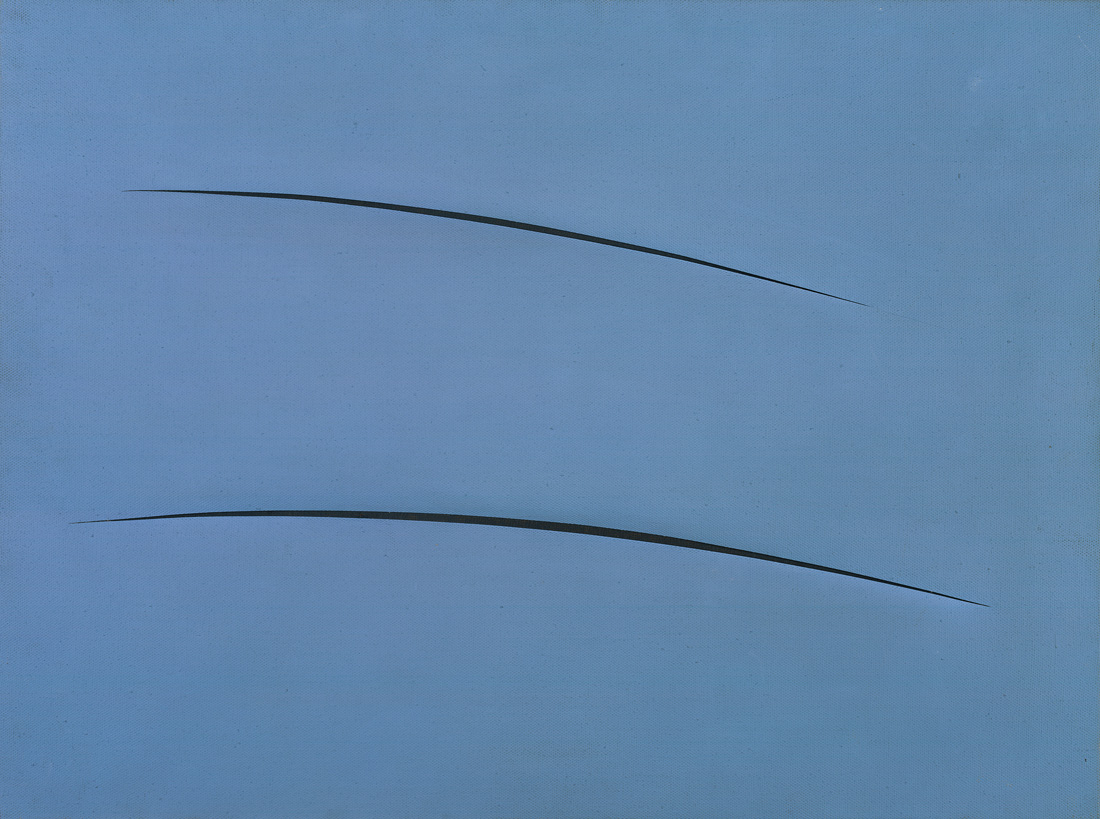 Lucio Fonatana  | Concetto Spaziale oil on canvas, 1961 80×60 cm   Collection of Taipei Fine Arts Museum 的圖說