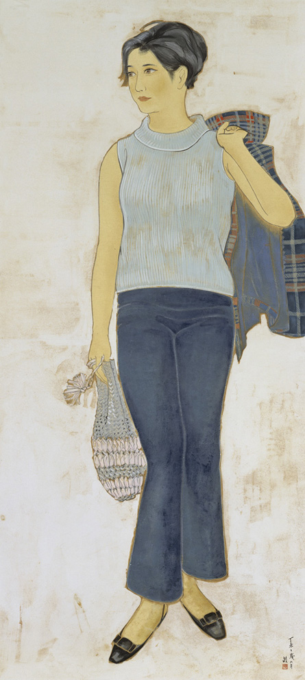 少女，1967  | 陳敬輝   膠彩、紙，161x72.5cm 的圖說