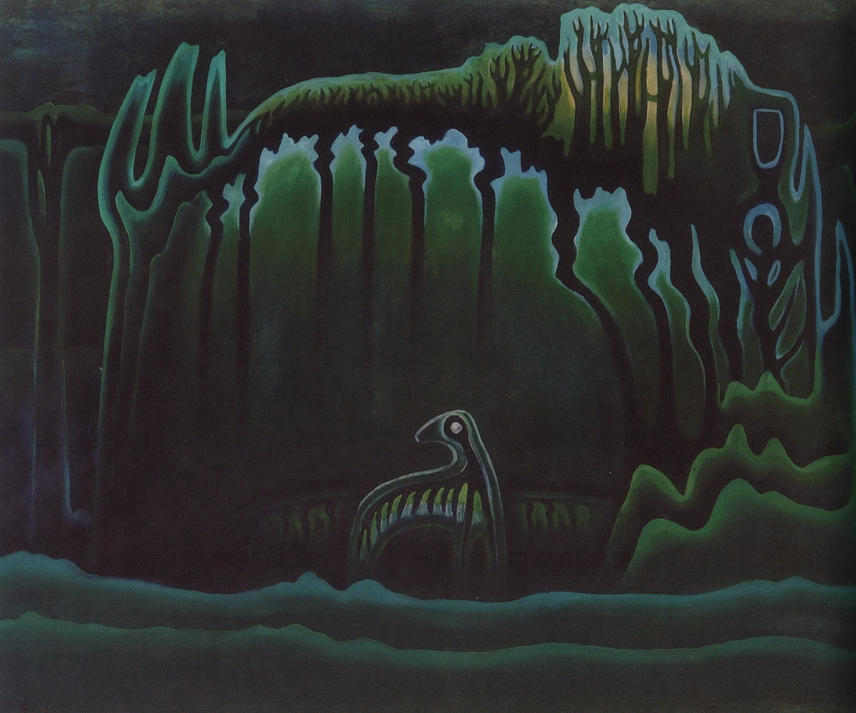 1969  | 神秘的森林   油彩、畫布，91x116.7公分 的圖說
