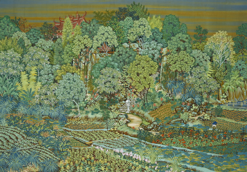 新霽，1931  | 郭雪湖   膠彩、絹，133x191.5cm 的圖說